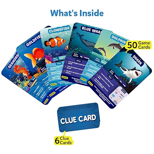 Guess in 10 Underwater Animals, Perfect for Boys, Girls, Kids, and Families Who Love Card Games, Toys, Board Games, Gifts for Ages 8, 9, 10 and Up