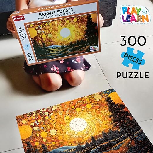 Bright Sunset Jigsaw Puzzle Game for Kids, 300 Pieces, Educational, Learning & Development, Fun Activity Toy for Childrens, Gift Set for Kid