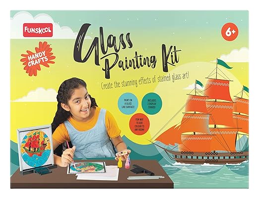Glass Painting Kit, DIY Kit, Art and Craft Set for Kids, Learning, Fun & Engaging Activity for Childrens, Multicolour, Gift Set for Kids, Age 6+ Years