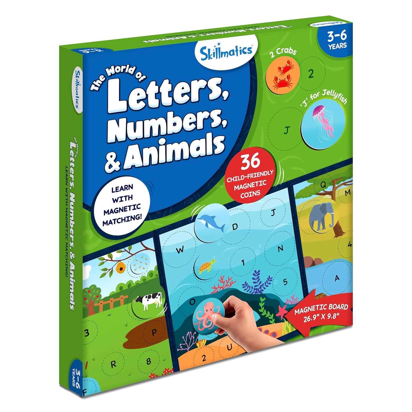 Magnetic Matching Activity - Letters, Numbers & Animals, Preschool Learning Toy & Game for Kids, 35+ Magnetic Pieces, Gifts for Boys & Girls Ages 3, 4, 5, 6