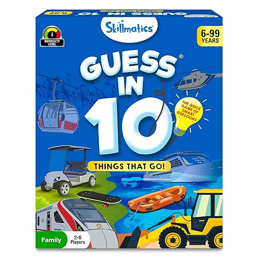 Guess in 10 Things That Go, Perfect for Boys, Girls, Kids Who Love Card Games, Educational Toys & Board Games, Gifts for Ages 6, 7, 8, 9