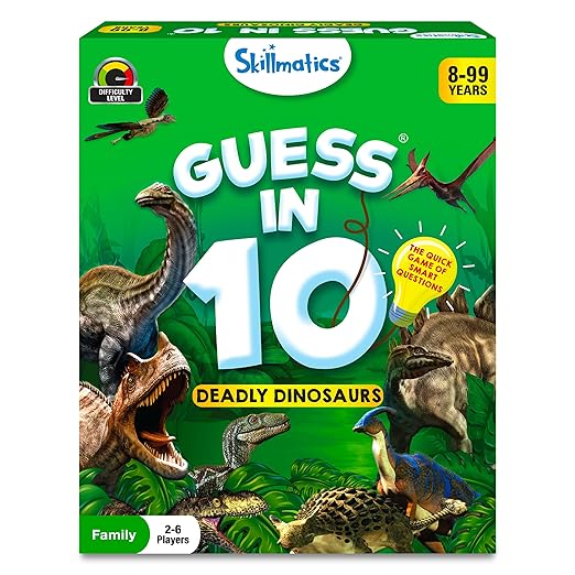 Guess in 10 Dinosaurs, Perfect for Boys, Girls, Kids, and Families Who Love Card Games, Toys, Travel Games, Gifts for Ages 8, 9, 10 & Up