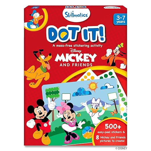 Dot It Sticker Art Activity - Disney Mickey and Friends, Mess-Free Fun for Kids, 500+ Stickers, Craft Kits, DIY Activity, Travel Toys, Gifts for Boys & Girls Ages 3, 4, 5, 6, 7