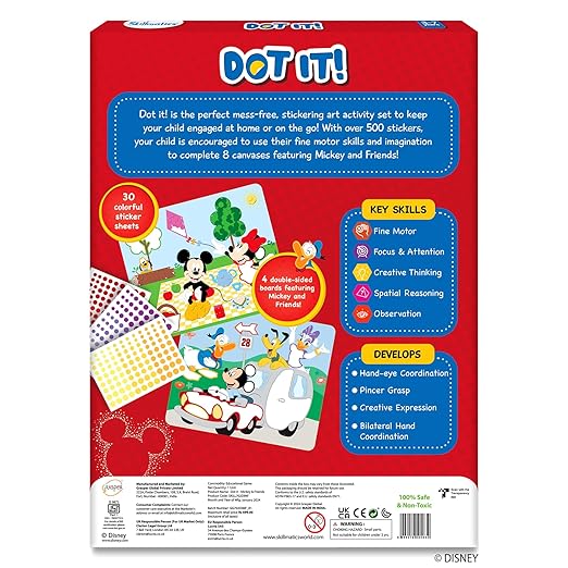 Dot It Sticker Art Activity - Disney Mickey and Friends, Mess-Free Fun for Kids, 500+ Stickers, Craft Kits, DIY Activity, Travel Toys, Gifts for Boys & Girls Ages 3, 4, 5, 6, 7