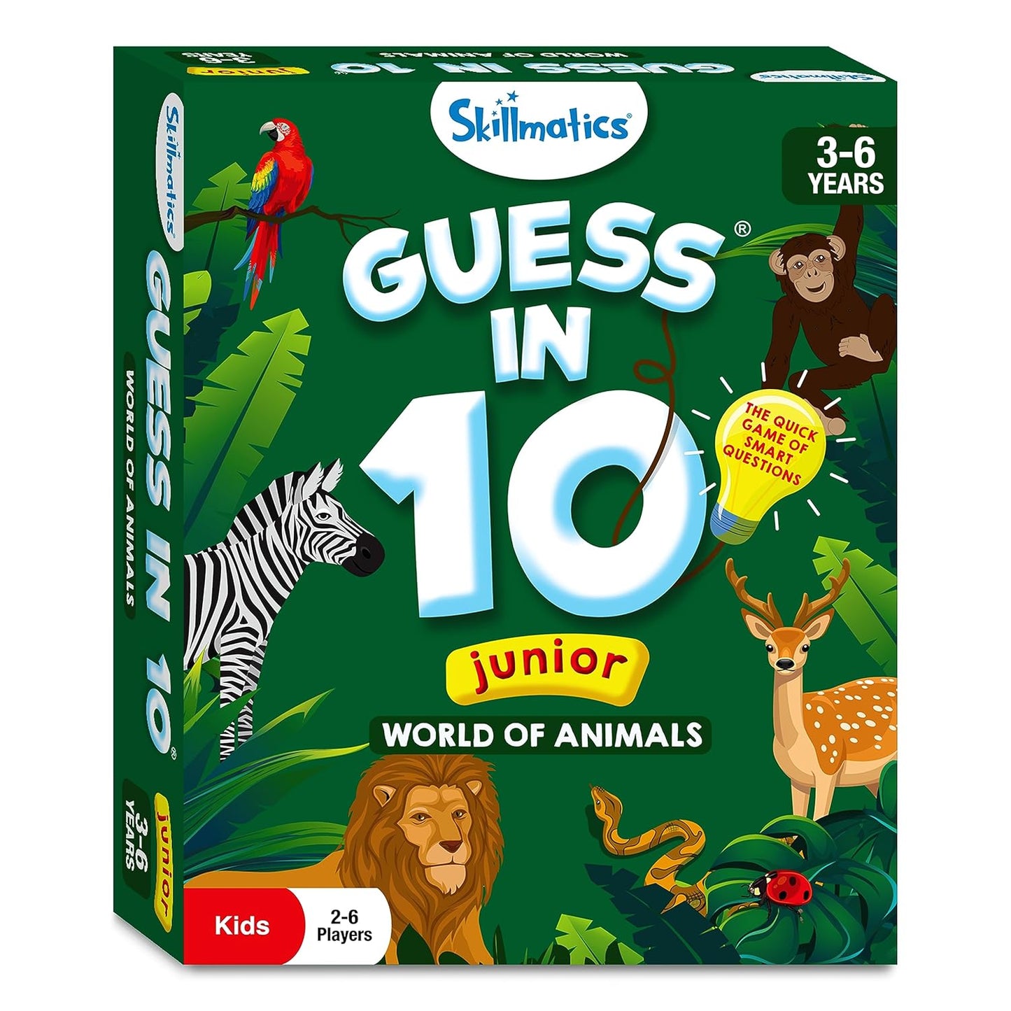 Guess in 10 Junior World of Animals, Gifts for Kids, Boys, Girls Who Love Board Games, Card Games, Educational Toys, Travel Game for Ages 3, 4, 5, 6