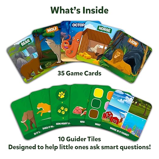 Guess in 10 Junior World of Animals, Gifts for Kids, Boys, Girls Who Love Board Games, Card Games, Educational Toys, Travel Game for Ages 3, 4, 5, 6
