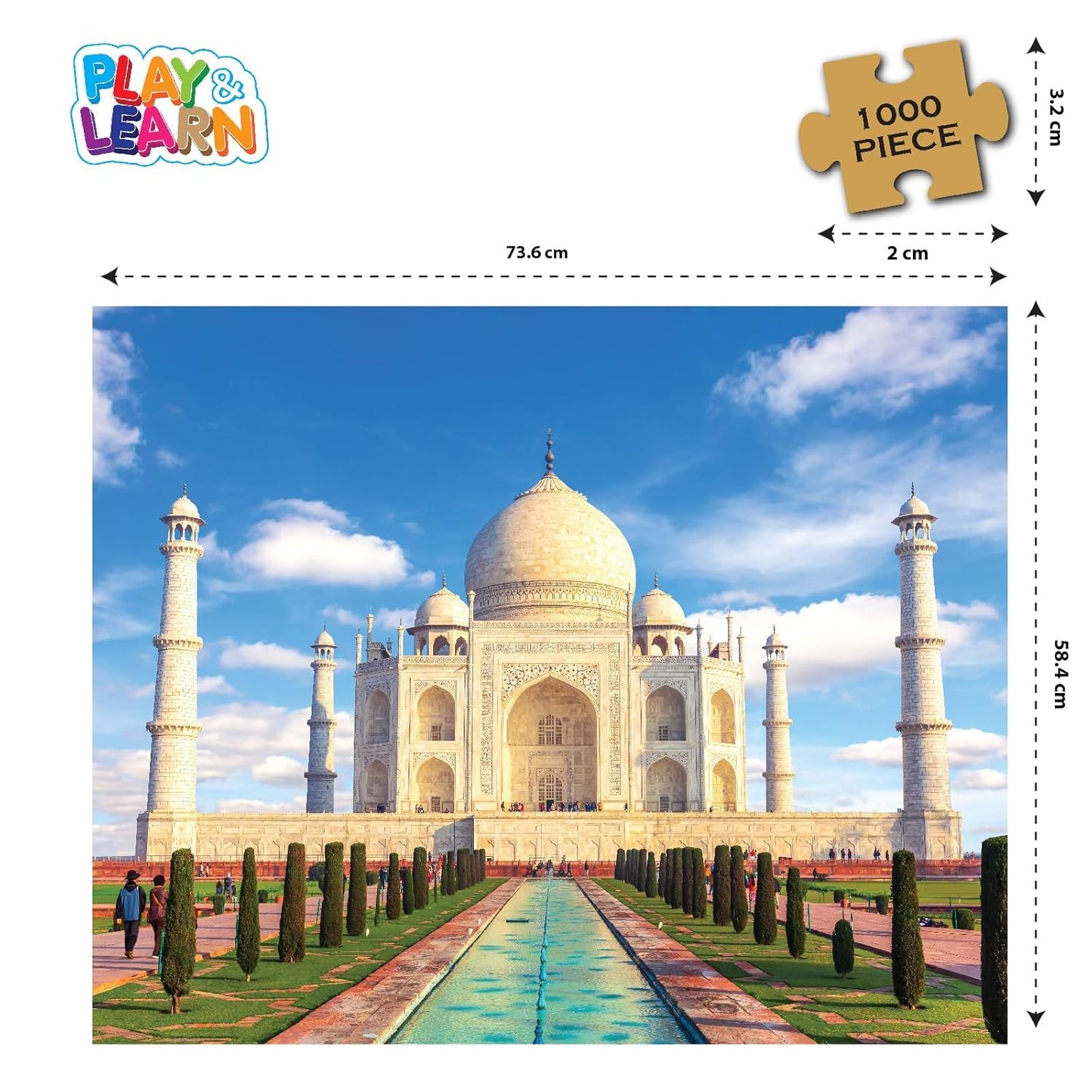 Play & Learn-Taj Mahal,Educational,1000 Pieces,Puzzle,for 14 Year Old Kids and Above,Toy - Multicolor