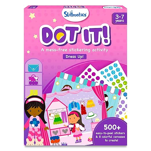 Dot It Sticker Art Activity - Dress Up, Mess-Free Fun for Kids, 500+ Stickers, Craft Kits, DIY Activity, Travel Toys, Gifts for Boys & Girls Ages 3, 4, 5, 6, 7