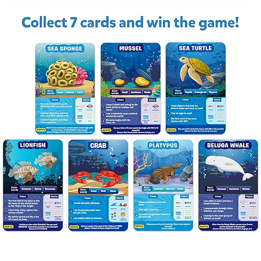 Guess in 10 Underwater Animals, Perfect for Boys, Girls, Kids, and Families Who Love Card Games, Toys, Board Games, Gifts for Ages 8, 9, 10 and Up