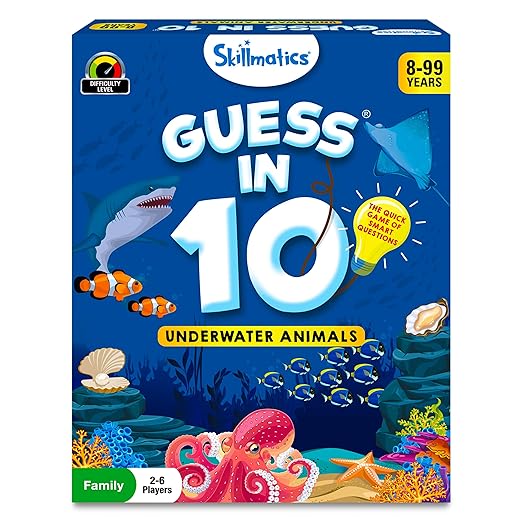 Guess in 10 Underwater Animals, Perfect for Boys, Girls, Kids, and Families Who Love Card Games, Toys, Board Games, Gifts for Ages 8, 9, 10 and Up