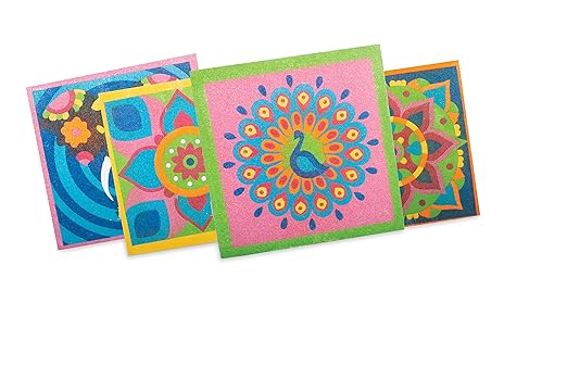 Sand Art Kit, 6 Different Designs, DIY Kit, Art and Craft Set for Kids, Learning, Fun & Engaging Activity for Childrens, Multicolour, Gift Set for Kids, Age 5+ Years