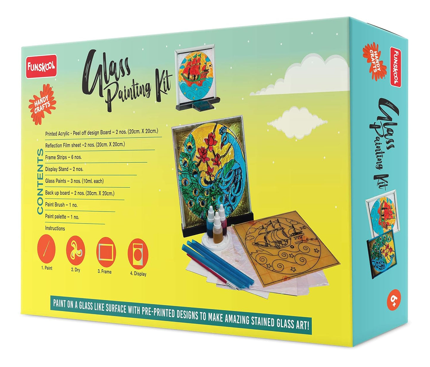 Glass Painting Kit, DIY Kit, Art and Craft Set for Kids, Learning, Fun & Engaging Activity for Childrens, Multicolour, Gift Set for Kids, Age 6+ Years
