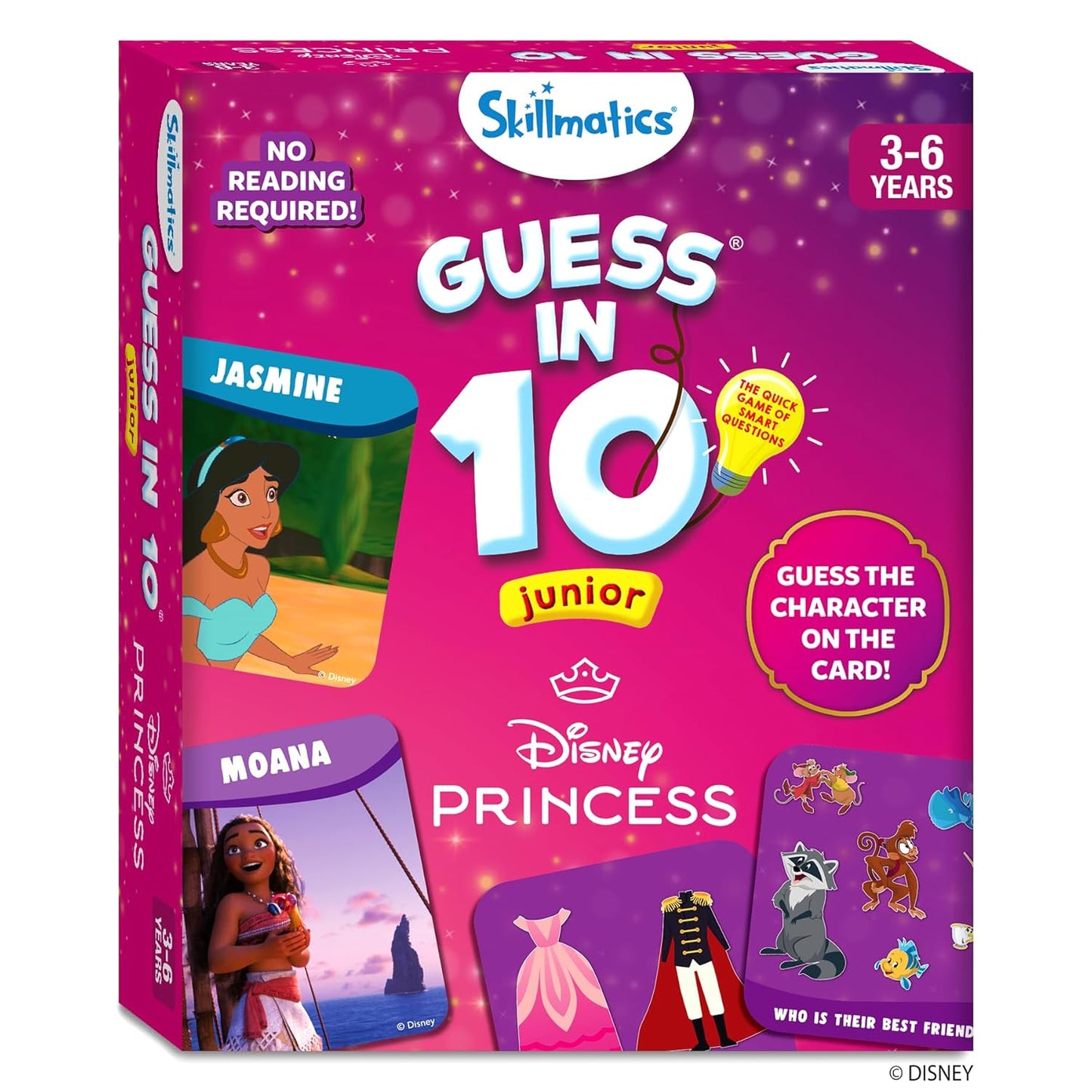 Guess in 10 Junior Disney Princess for Kids, Girls, Boys Who Love Card Games, Board Games, Cinderella, Ariel, Jasmine, Gifts for Ages 3, 4, 5, 6, Travel Friendly