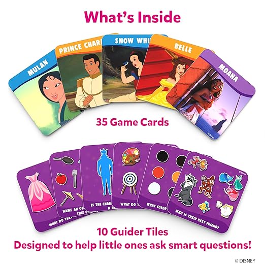 Guess in 10 Junior Disney Princess for Kids, Girls, Boys Who Love Card Games, Board Games, Cinderella, Ariel, Jasmine, Gifts for Ages 3, 4, 5, 6, Travel Friendly