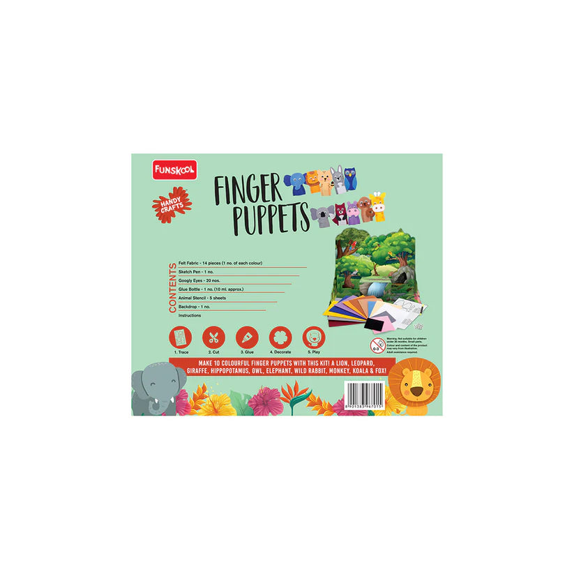 Handycrafts Finger Puppets, Puppet Maker, Felt Crafts, Art and Craft kit, Ages 8 Years and Above, Multicolour