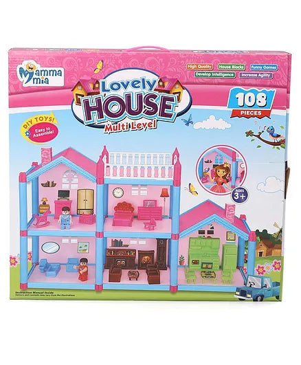 Mamma Mia Lovely Doll Play House Multicolour- 108 Pieces