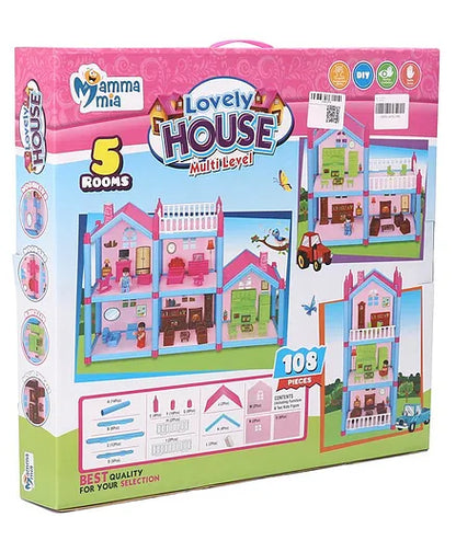 Mamma Mia Lovely Doll Play House Multicolour- 108 Pieces