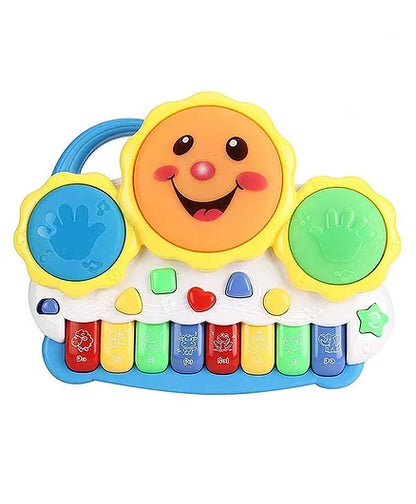 Sun Shape Musical Piano Drum Keyboard With Flashing Lights, Sounds and Songs Battery Operated Toys for Kids Color and design may vary