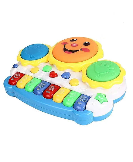 Sun Shape Musical Piano Drum Keyboard With Flashing Lights, Sounds and Songs Battery Operated Toys for Kids Color and design may vary