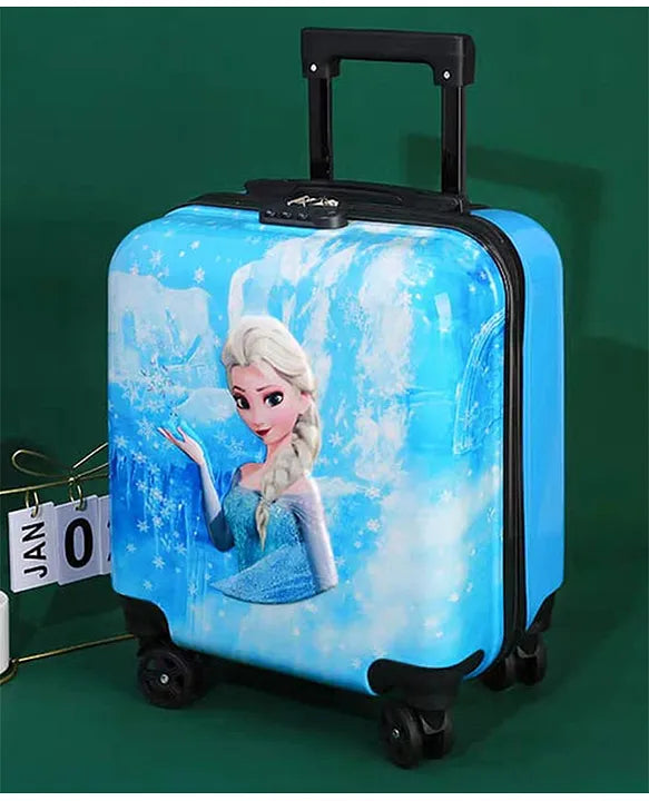 Frozen Elsa Kids Trolley Suitcase with Wheels, Blue