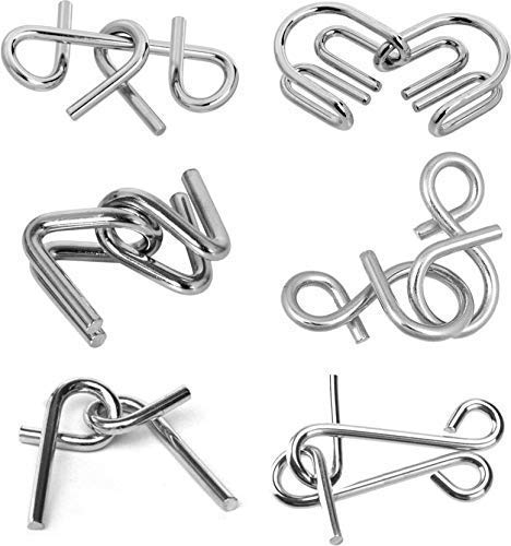 6Pc Brain Teasers Metal Wire Puzzle Toys. IQ Puzzle Brain Teaser (6 Pc), Kids