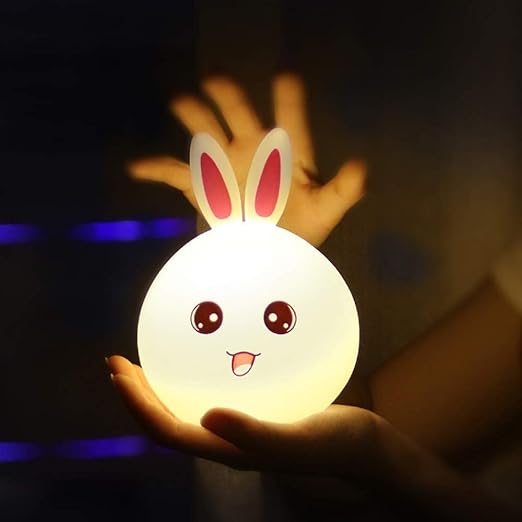 Night Lamp for Kids,Silicone Cute Little Rabbit Table Lamp, Birthday Gift for kids (2-5 years), Colour Changing with USB Rechargeable Night Light(Rabbit Lamp)