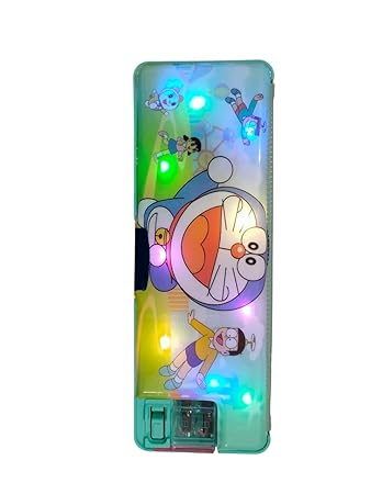 Multipurpose Magnetic Pencil Box with led Lights & Dual Sharpener for Girls & Boys for School | Cartoon Printed Pencil Case for Kids Gift - Color and Print may vary