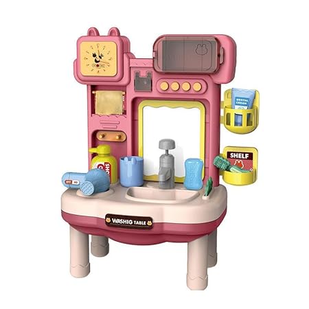 Toothbrushing Washing Table Playset - Music & Auto Water Circulation | Pretend Play Toy for Kids Ages 2+ Year (Random Color) (Toothbrushing Washing Table)