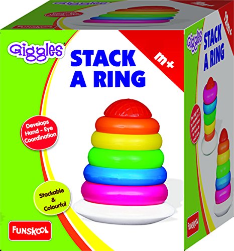 Stack A Ring , Multicolour Stacking Toy With 5 Colourful Rings, Helps To Grasp,Shake And Stack, Toy For 1 Year Old