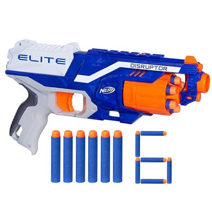 Nerf Disruptor Elite Toy Blaster,6-Dart Rotating Drum with Darts, Toys for Kids Teens & Adults
