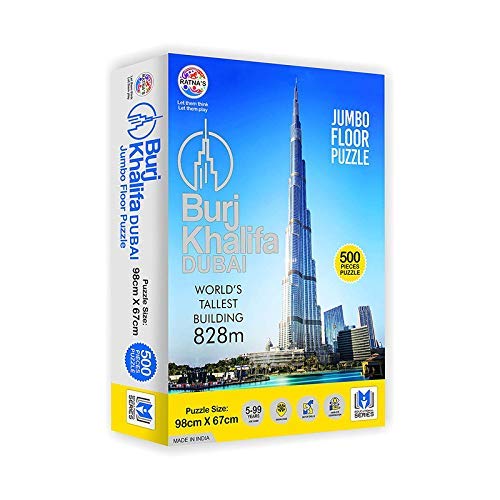 Premium Educational Jumbo Floor Puzzle of Burj Khalifa,Dubai of 500 Pieces for Kids (98 cm X 67 cm),Pack of 1.