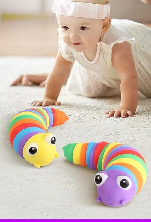 Slug Toy | Fidget Caterpillar Toys for Kids Silicone Toys - Color may vary