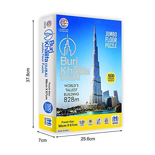 Premium Educational Jumbo Floor Puzzle of Burj Khalifa,Dubai of 500 Pieces for Kids (98 cm X 67 cm),Pack of 1.