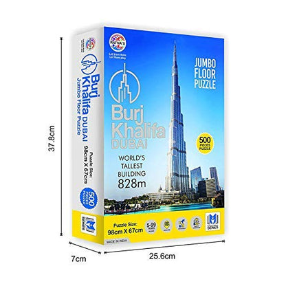 Premium Educational Jumbo Floor Puzzle of Burj Khalifa,Dubai of 500 Pieces for Kids (98 cm X 67 cm),Pack of 1.