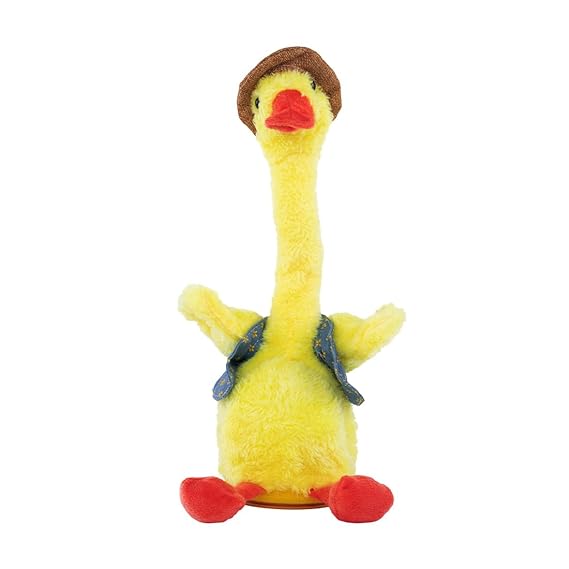 Dancing & Talking Duck Theme Character Toy, Wriggle & Singing for Babies & Kids, Plush Musical Electronic Toys, Voice Recording Repeats (Yellow) - 1 Count