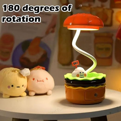 Table Lamp - Burger Design Desk Light for Kids & Adults, Rechargeable Desk Lamp with Pen Holder & Sharpener, Study Desk Light for Study Room/Home/Office