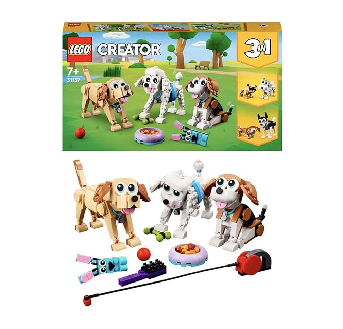 LEGO Creator Adorable Dogs 31137 Building Toy Set; Featuring Beagle, Poodle and Labrador Models for Ages 7+
