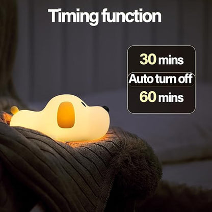 Led Cute Dog Night Light, Dimmable Nursery Puppy Kawaii Lamps, Super Squishy Silicone USB Rechargeable Touch Control Night Lamp for Kids Adults, Used for Camping Party Room Decor (Dog)