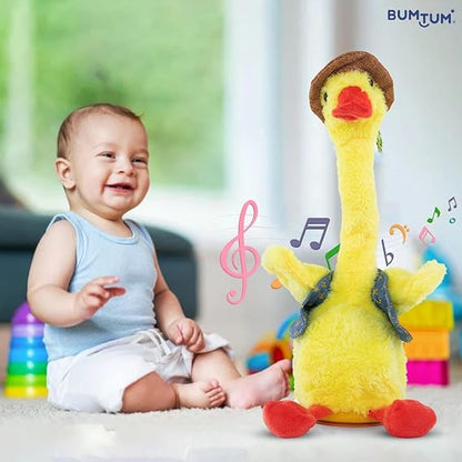 Dancing & Talking Duck Theme Character Toy, Wriggle & Singing for Babies & Kids, Plush Musical Electronic Toys, Voice Recording Repeats (Yellow) - 1 Count