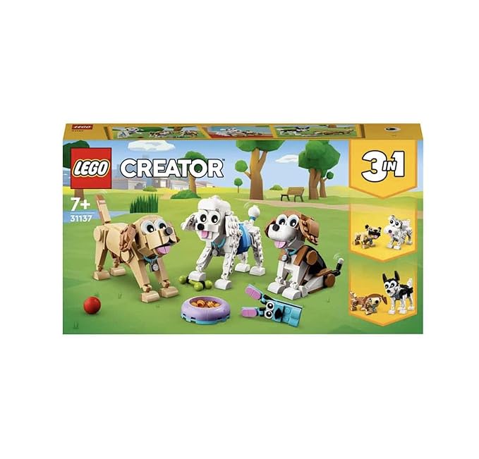 LEGO Creator Adorable Dogs 31137 Building Toy Set; Featuring Beagle, Poodle and Labrador Models for Ages 7+