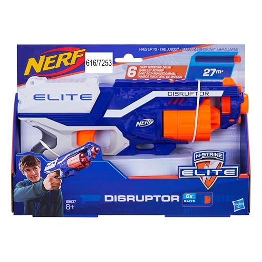 Nerf Disruptor Elite Toy Blaster,6-Dart Rotating Drum with Darts, Toys for Kids Teens & Adults