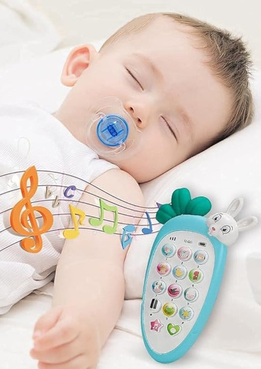 Baby Phone Toy for 1 2 3 Year Old with Light, Music - Phone Toy for Baby 6-36 Months Toddler Kids Educational Phone Call & Chat Learning Play Phone Toy for Role-Play Fun (Rabbit Phone)