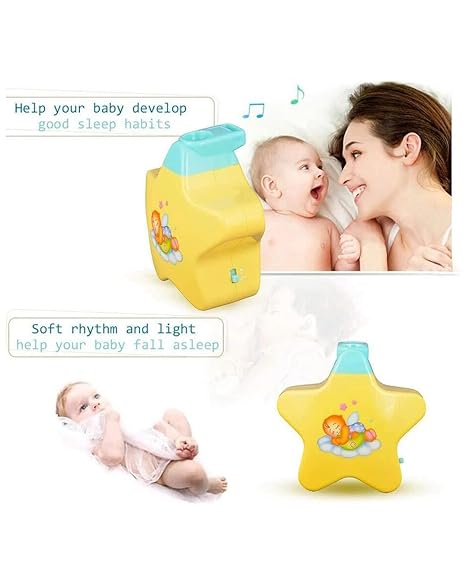 New Born Baby Mini Projector Toy - Sooth Relax Sleep Help for Parents - Musical Star Light Show and Learning for Kids (Star Projector)