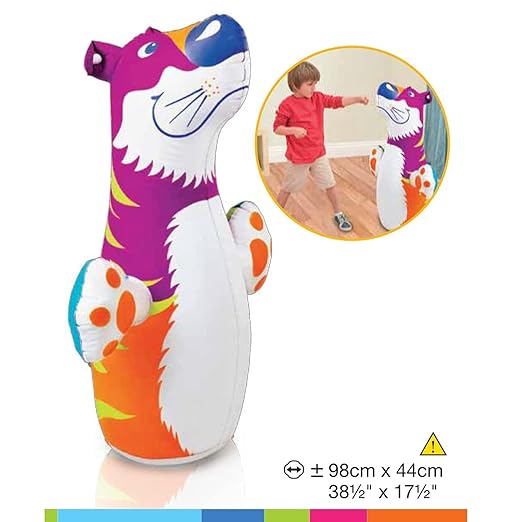 Hit Me Inflated Toy for Kids Inflatable Tiger Toy Water Filled Base BOP for Toddlers PVC Punching Bag for Kids