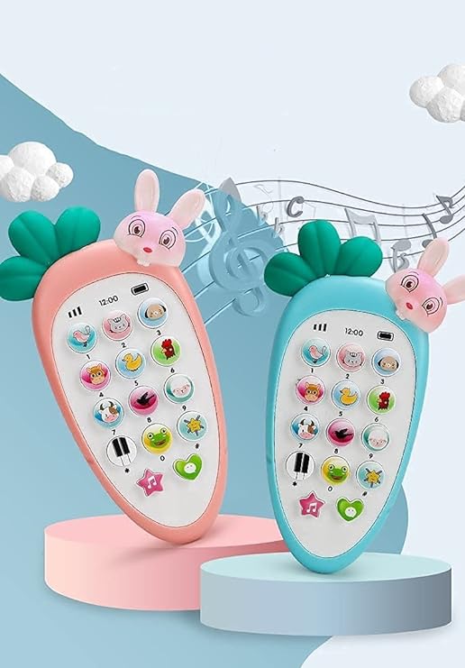 Baby Phone Toy for 1 2 3 Year Old with Light, Music - Phone Toy for Baby 6-36 Months Toddler Kids Educational Phone Call & Chat Learning Play Phone Toy for Role-Play Fun (Rabbit Phone)