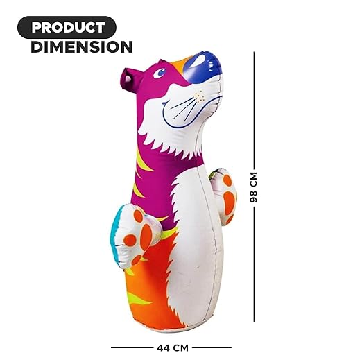 Hit Me Inflated Toy for Kids Inflatable Tiger Toy Water Filled Base BOP for Toddlers PVC Punching Bag for Kids