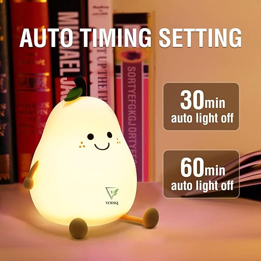 LED Nursery Night Lights for Kids, Cute Animal Silicone Baby Night Light with Touch Sensor, USB Rechargeable Baby Girl Boys Gifts, Xmas Gifts for Toddler Kids (Pear)