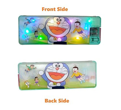 Multipurpose Magnetic Pencil Box with led Lights & Dual Sharpener for Girls & Boys for School | Cartoon Printed Pencil Case for Kids Gift - Color and Print may vary