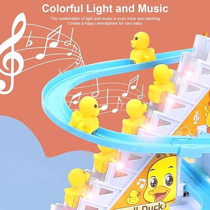 Duck Track Toys for Kids - Small Ducks Stair Climbing Toys for Kids , Escalator Toy with Lights and Music - 3 Duck Included ( Duck Track )