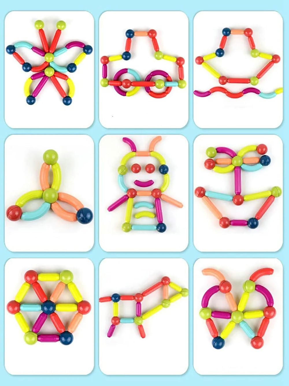 36 pcs Colorful Magnetic Sticks and Balls Sets 3D Construction Building Blocks Magnet Stacking Toys Learning Preschool Educational Toys Puzzle Games for Kids